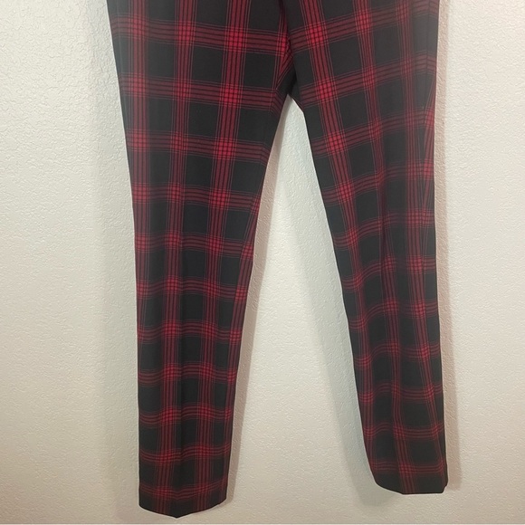 J. Jill Premium Bi-Stretch High Rise Trouser Pants size 6 Red Black Plaid Preppy - Picture 4 of 9